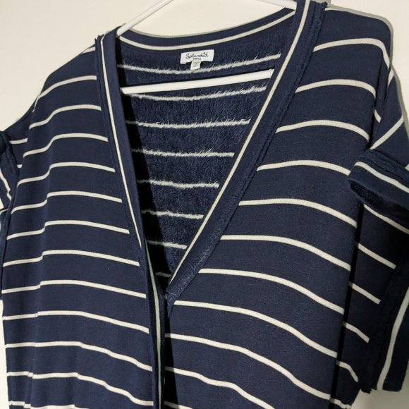 *3/$10* Splendid French Terry Wrap Striped Jumpsuit Romper Navy White Size Small - Picture 4 of 8
